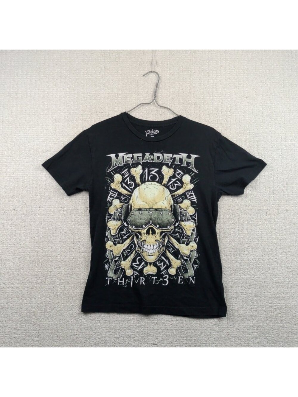 Megadeth 'Thirteen' Black Graphic Band T-Shirt Wom Sz S Skull Metal Goth Philcos